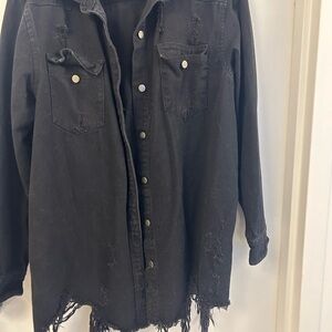 American Bazi Distressed Black Jean Jacket